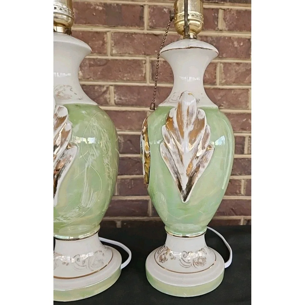Set Of Vintage Martha and George Washington Table‎ Lamp Bases, Gilded Colonial